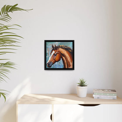 BROWN STALLION PORTRAIT Canvas Wall Art - by Queennoble