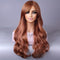 Crown & Glory Wigs  Long Reddish Brown Curly Wig With Bangs For Women Curly Wavy Wigs Synthetic Heat Resistant Fiber For Daily Party Cosplay Use