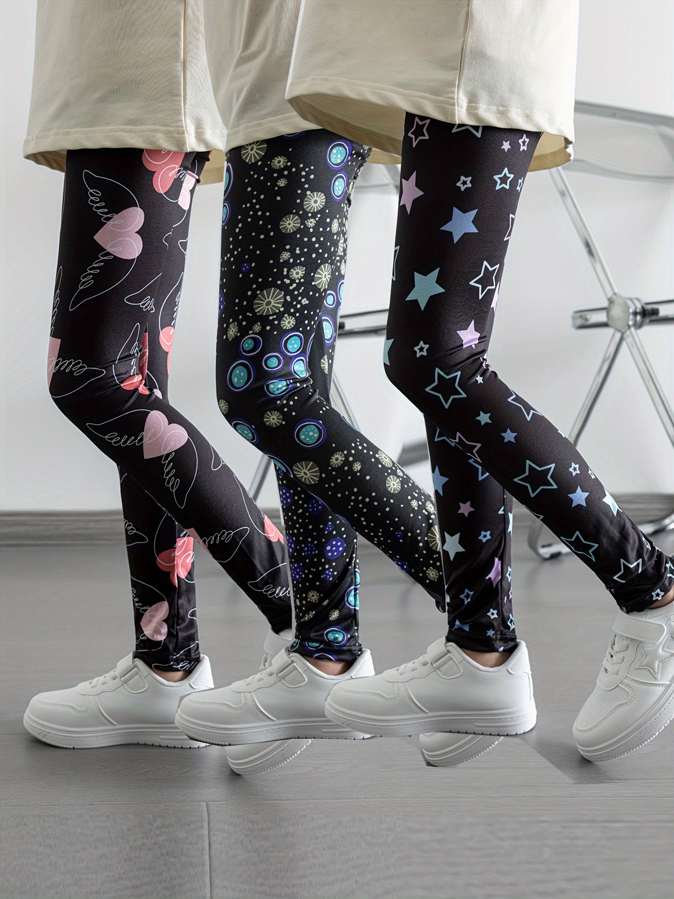 Girl clothing 3pcs Girls' Print Leggings