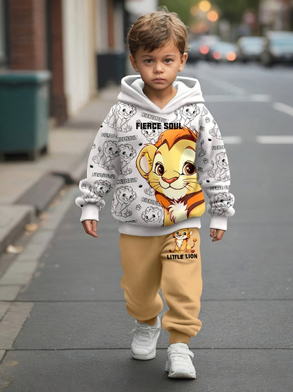 Boy  clothing   Autumn And Winter Set for Boys Featuring a Hoodie And Sweatpants