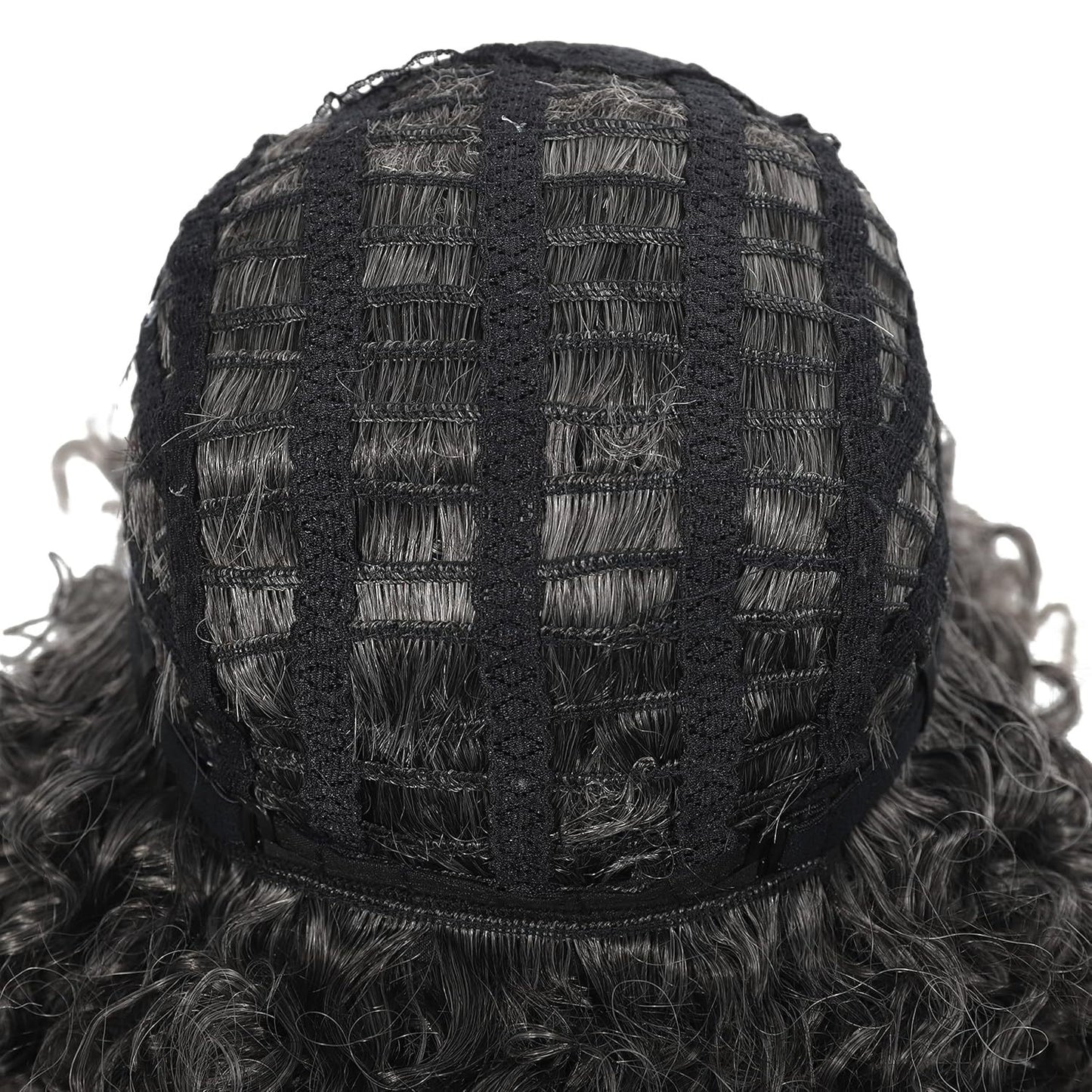 Elegant Afro Kinky Curly Gray Wig with Bangs – Breathable Rose Net Cap/Crown & Glory Wigs