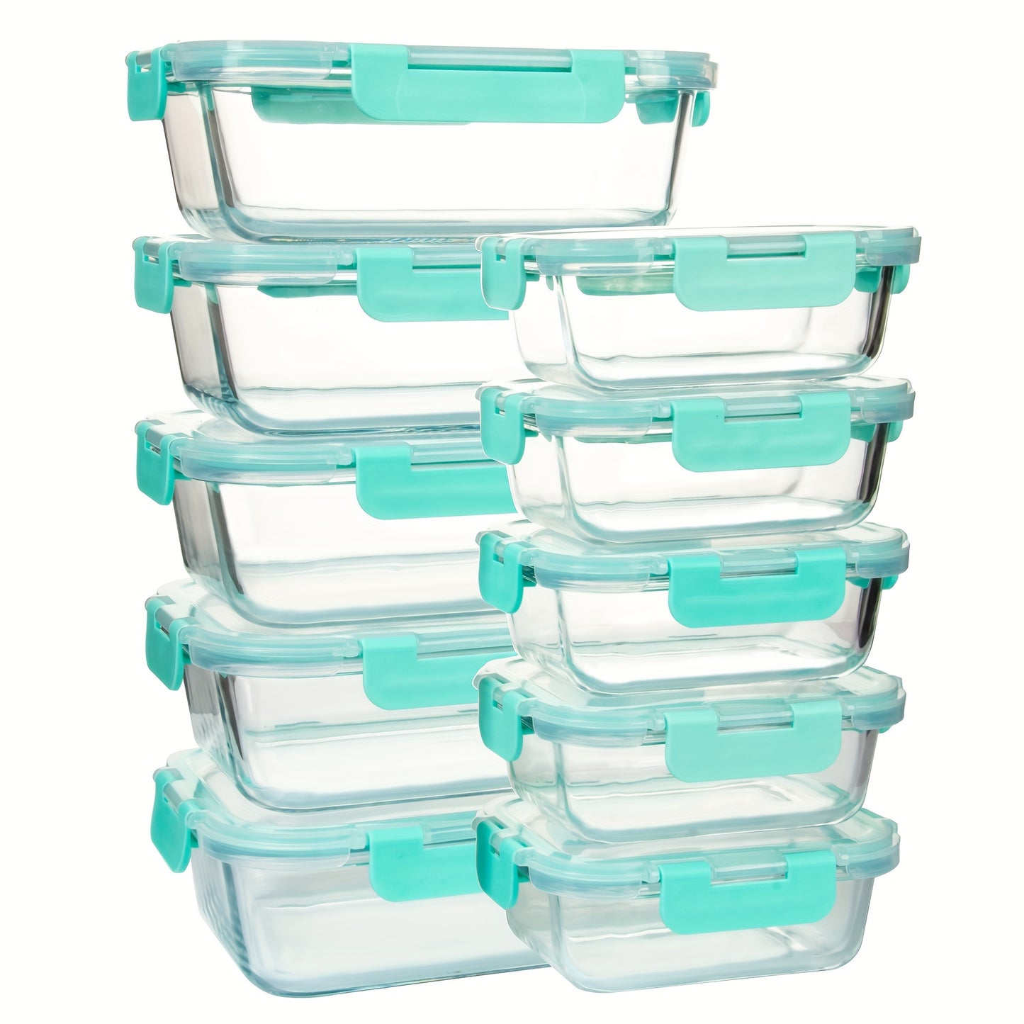 Kitchen  20pcs (10 Containers+10 Lids) Of High Borosilicate Glass Prepared Meal Containers, Food Storage Containers with Airtight And Leak Proof Lids