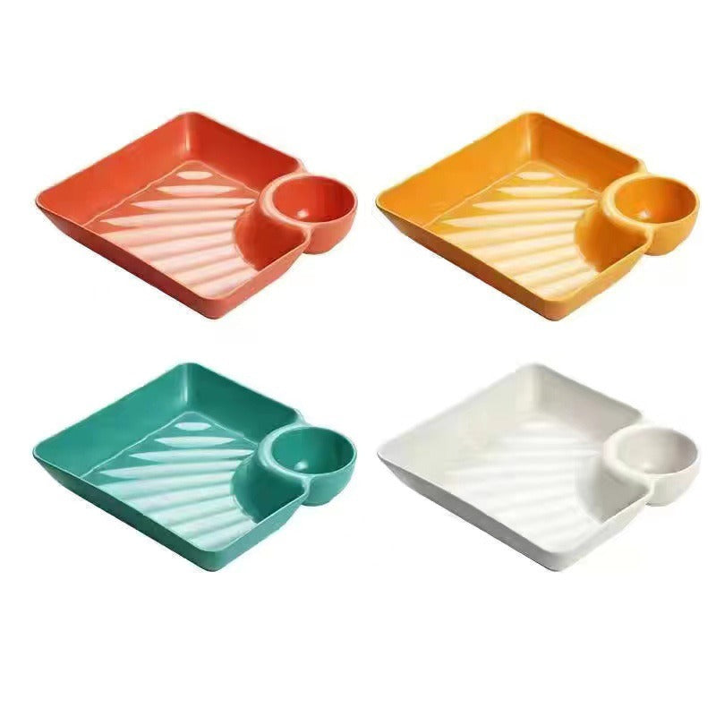 Kitchen   4pcs Durable Plastic Serving Platter Set, Multipurpose Snack Tray with Dip Holder, Novelty Candy Dish and Jar Combo, Ideal for Appetizers, Sushi, Eid Celebrations