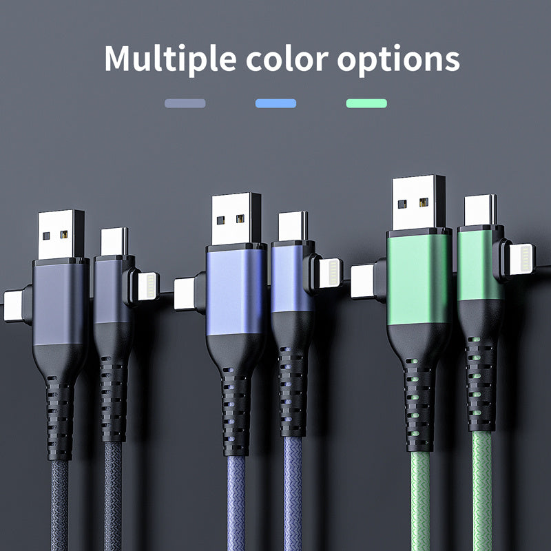 Mobile   60W 4 In 1 USB Fast Charging Cable All Compatible USB C Mobile Phones, USB Type C Tablet Charging Cable