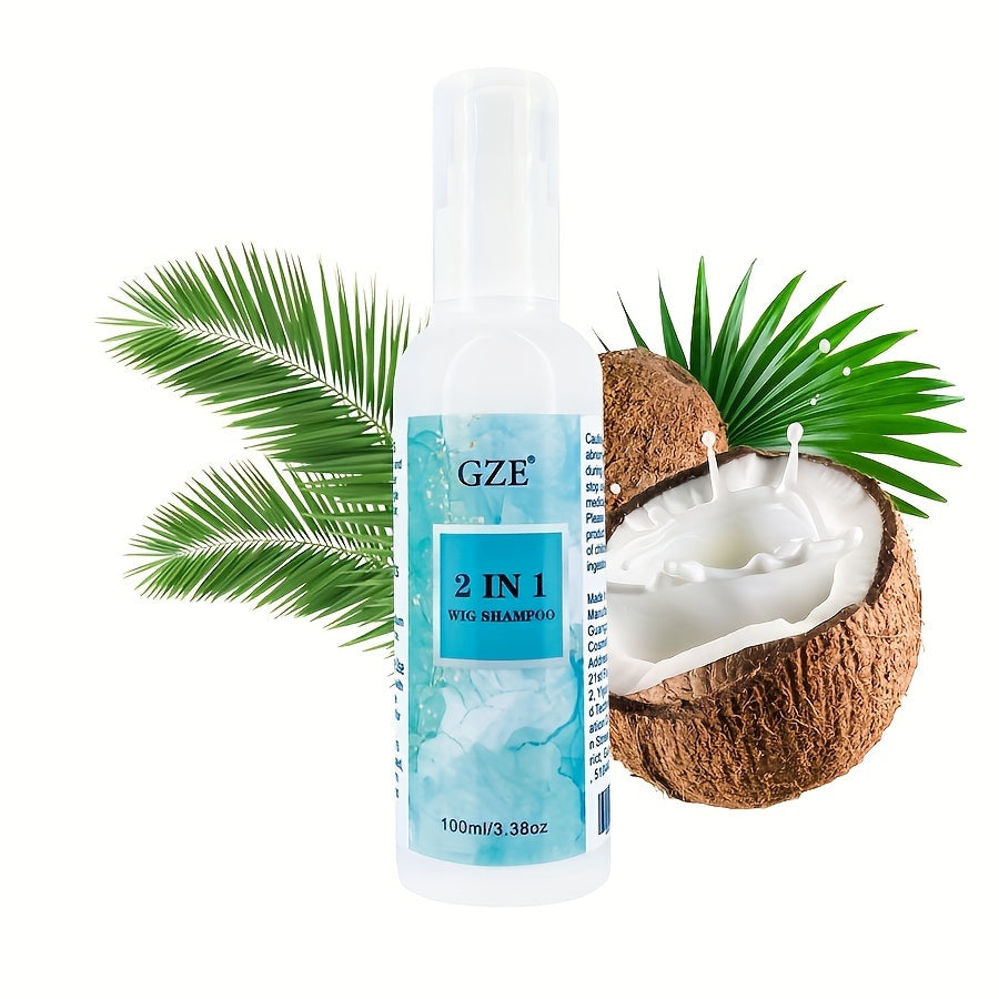 Style & Shine Hair  GZE 2-in-1 Wig Shampoo for Synthetic Hair, 100ml - Deep Cleansing & Moisturizing Soak & Rinse Formula, Revitalizes & Detangles, Ideal for Dry Hair