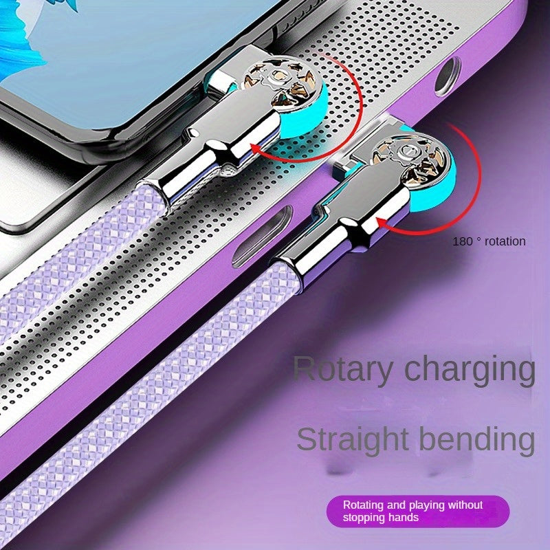 Mobile  Double Bend Rotating Fast Charging Type-C Data Cable with Light