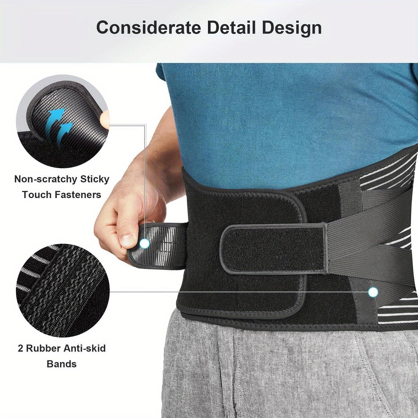 Outdoor  Health collection Ultra Comfort Adjustable Lumbar Support Belt with 6 Sturdy Stays - Breathable Back Brace