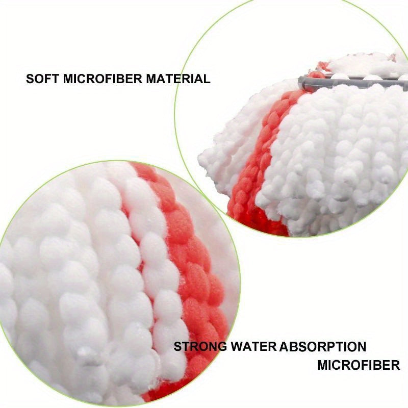 Kitchen   5pcs Turbo Microfiber Mop Head Refills - Red & White, Super Absorbent & Durable, with Secure Attach Tabs for Easy Cleaning - Compatible with Vileda Wring