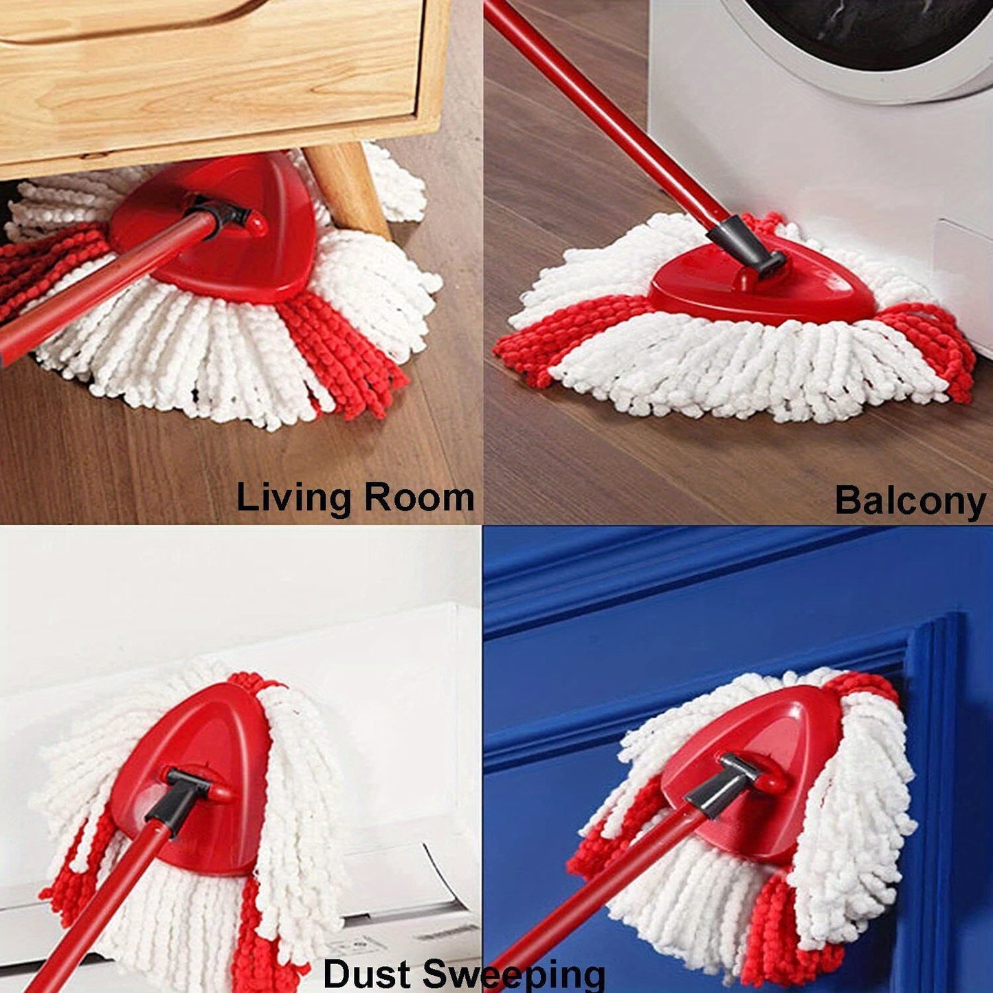 Kitchen   5pcs Turbo Microfiber Mop Head Refills - Red & White, Super Absorbent & Durable, with Secure Attach Tabs for Easy Cleaning - Compatible with Vileda Wring