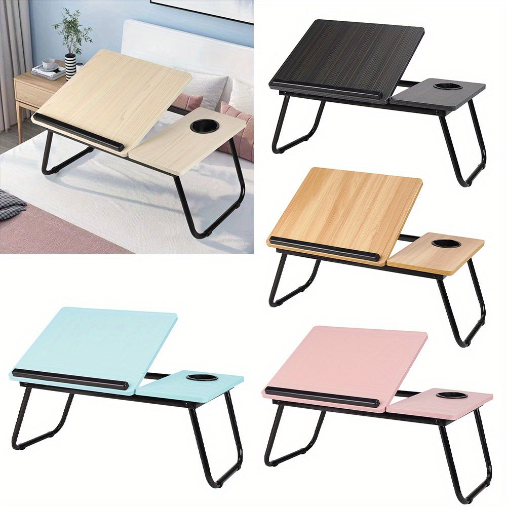 Furniture  Notebook Table Portable Folding Laptop Tablet Stand Lap Desk 5 Gear Tilt Level Adjustable Desktop with Cup Holder over the BedLazy Table Breakfast Tray Study Reading Desk 58.55*32.51*24.0cm