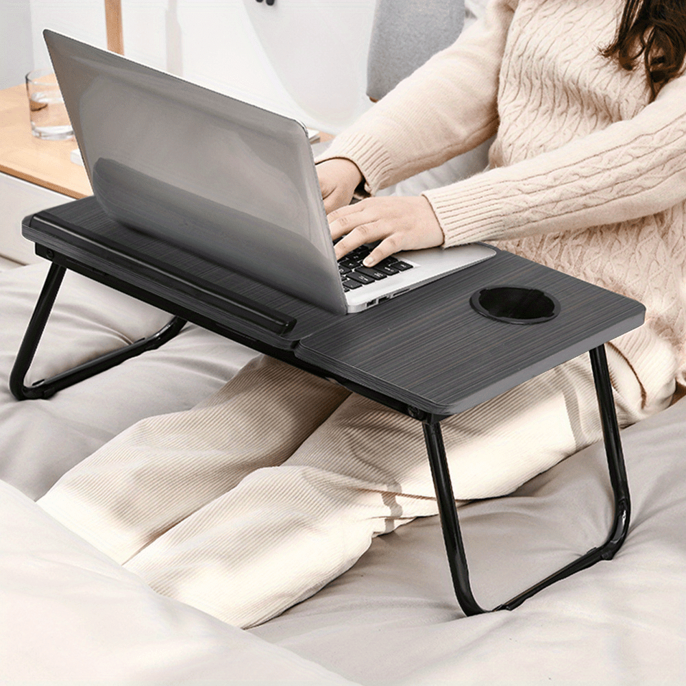 Furniture  Notebook Table Portable Folding Laptop Tablet Stand Lap Desk 5 Gear Tilt Level Adjustable Desktop with Cup Holder over the BedLazy Table Breakfast Tray Study Reading Desk 58.55*32.51*24.0cm