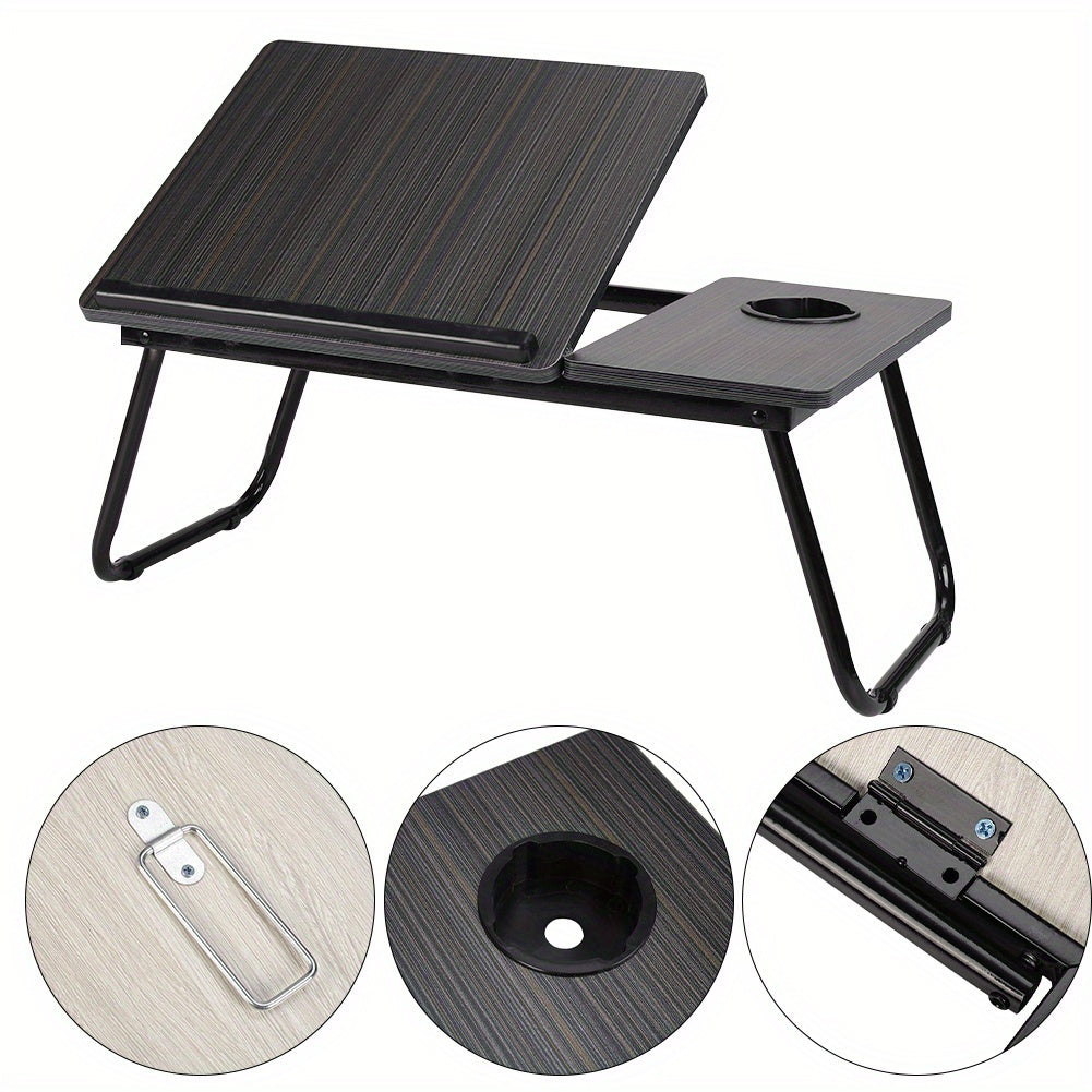 Furniture  Notebook Table Portable Folding Laptop Tablet Stand Lap Desk 5 Gear Tilt Level Adjustable Desktop with Cup Holder over the BedLazy Table Breakfast Tray Study Reading Desk 58.55*32.51*24.0cm