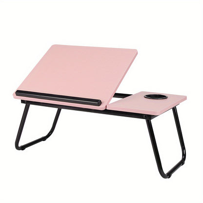 Furniture  Notebook Table Portable Folding Laptop Tablet Stand Lap Desk 5 Gear Tilt Level Adjustable Desktop with Cup Holder over the BedLazy Table Breakfast Tray Study Reading Desk 58.55*32.51*24.0cm