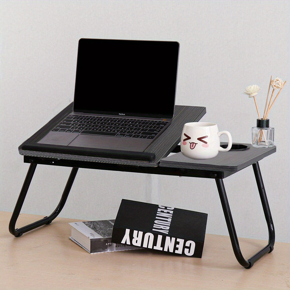 Furniture  Notebook Table Portable Folding Laptop Tablet Stand Lap Desk 5 Gear Tilt Level Adjustable Desktop with Cup Holder over the BedLazy Table Breakfast Tray Study Reading Desk 58.55*32.51*24.0cm