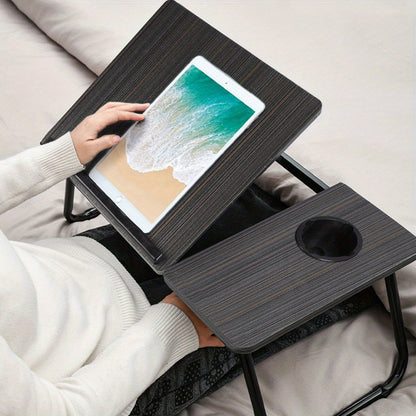 Furniture  Notebook Table Portable Folding Laptop Tablet Stand Lap Desk 5 Gear Tilt Level Adjustable Desktop with Cup Holder over the BedLazy Table Breakfast Tray Study Reading Desk 58.55*32.51*24.0cm