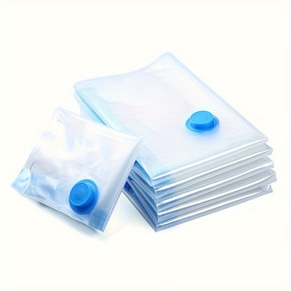 Kitchen Vacuum Compression Storage Bag With Zipper - Transparent, Dustproof Organizer For Clothes & Quilts, Blue Edge Design