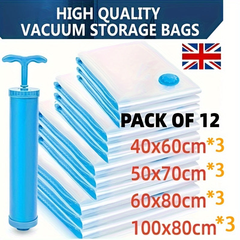 Kitchen Vacuum Compression Storage Bag With Zipper - Transparent, Dustproof Organizer For Clothes & Quilts, Blue Edge Design