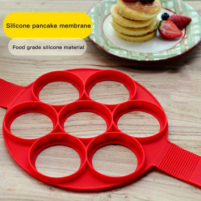 Kitchen   [1pc 7-Hole Silicone Pancake & Egg Mold] 1pc Silicone Pancake & Egg Ring Mold, 7-Cavity, Nonstick, Easy to Clean, Versatile Kitchen Tool for Homemade Breakfasts and Eggs, with Uncharged, for Family and Restaurant-Quality Meal