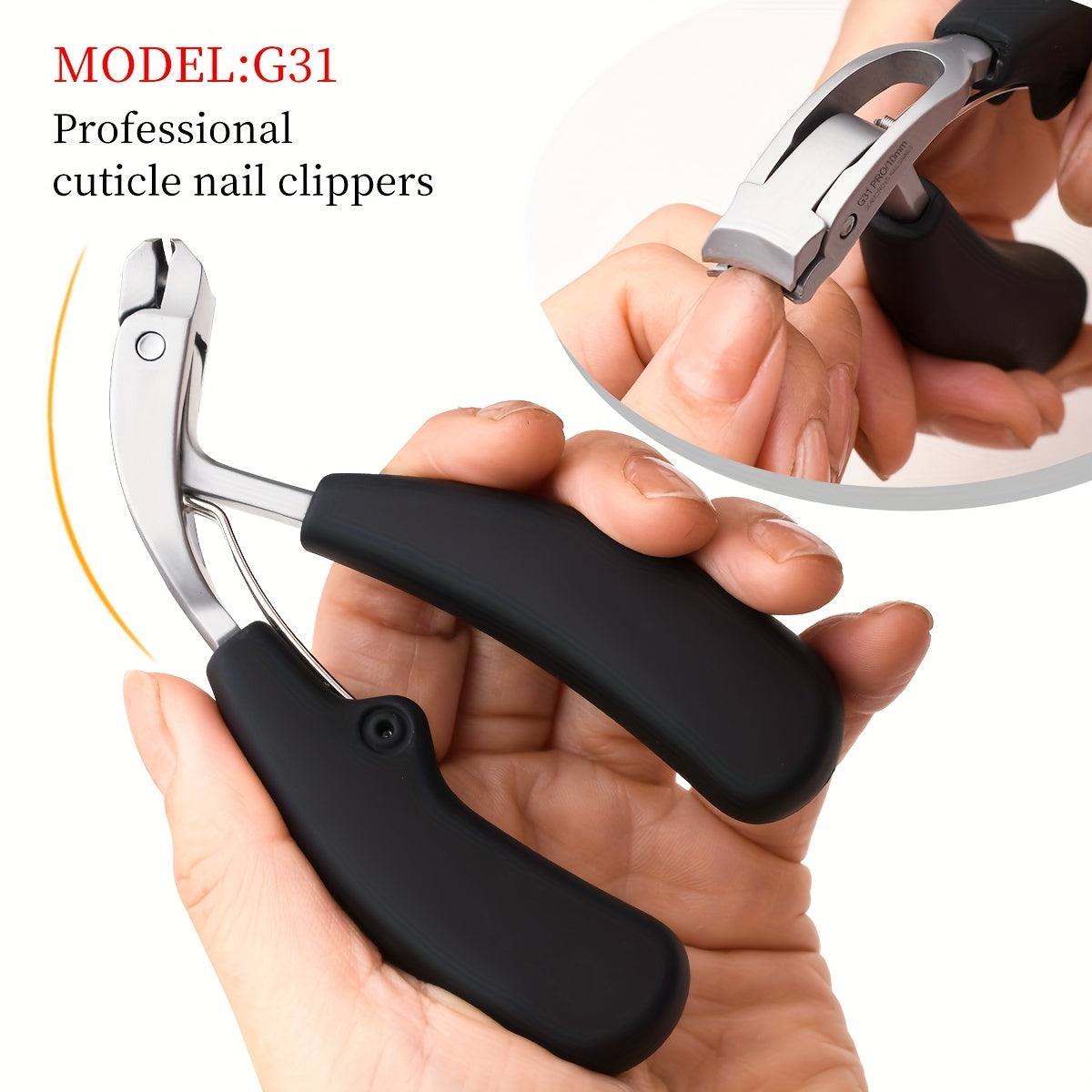 Bathroom  1pc Professional Nail Clippers G31, Heavy-Duty Toenail Trimmer, Anti-Splatter, Wide Opening, Sharp Stainless Steel Blade, Long Handle, Modern Style, for Men And Seniors