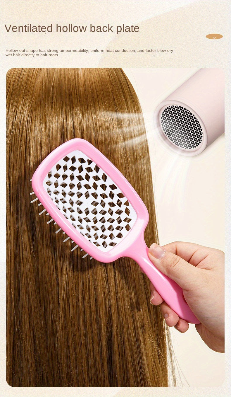 Style & Shine Hair [5pcs Detangling Comb Set] 5pcs Pink Detangling & Styling Comb Set - Includes Wig Brush, Curved Rat Tail Comb, Edge Control Brush for All Hair Types