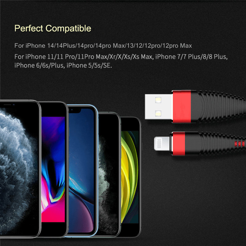 Mobile collection for iPhone Charger, [MFi] USB Nylon Braided Fast Charge Cable for iPhone 14 13 12 11 Pro Max Xs X XR 8 7 6 6s Plus SE 2 for iPad and More Long Wire Data Charging Cord