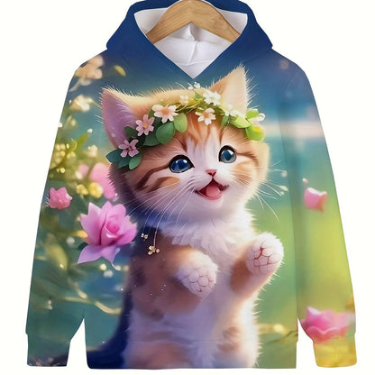 Boy  clothing   Autumn and Winter Cat Hoodie Sweatshirt