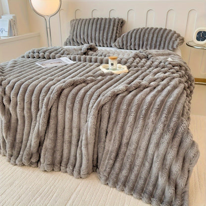 Bedroom  [Thick Cosy Ultra-Soft Throw Blanket] Ultra-Soft Striped Throw Blanket - Thick, Warm & Versatile for Bed, Sofa, and Pet Use - Cozy All-Season Comfort, for Winter