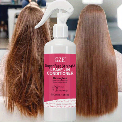 Style & Shine Hair  [Detangling Moisturizing Spray] GZE Super Fast Strength Leave-In Conditioner, 250ml/8.45oz, Caffeine Ginseng, Detangler, Reduces Breakage & Frizz, Heat Resistant, Moisturizing Hydrating Spray for Damaged Curly Hair & Syntheti