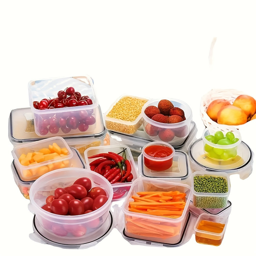 Kitchen  24pcs Transparent Kitchen Storage Container Set - Microwave Safe, Multipurpose Plastic Meal Prep Boxes with Flip-Top Lids + 24 Chalkboard Labels - Ideal for Vegetables, Fruits, Grains & More