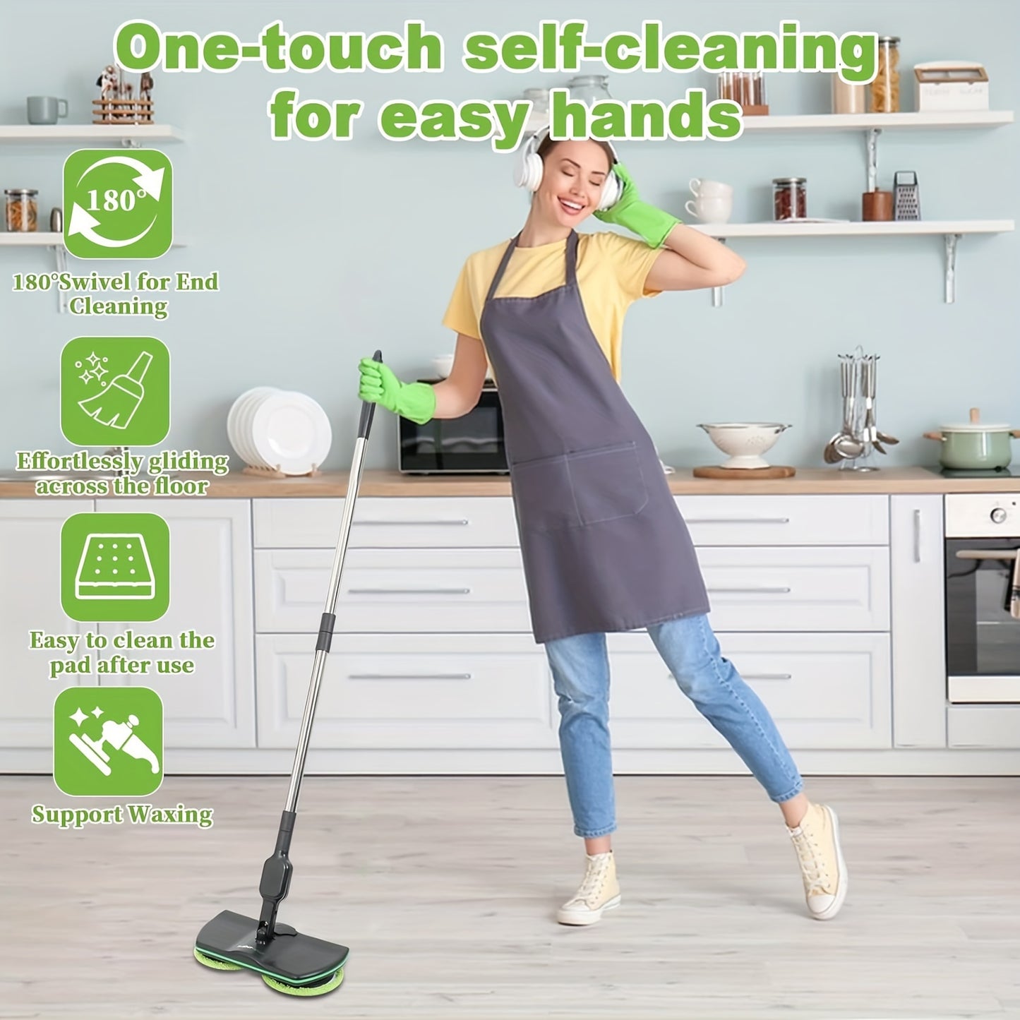 Kitchen   Easy to Use Cordless Electric Mop, Floor Cleaning Electric Scrubber Sweeper Polisher Set