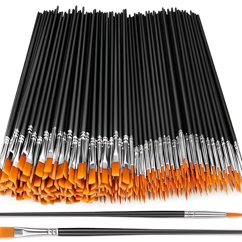 Odds   50 nylon hair paintbrush with flat and round pointed brushes, suitable for professional sets of oil painting, watercolor, and facial artists, very suitable for artists and amateur enthusiasts