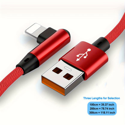 Mobile collection Ultra-Fast 90-Degree USB Charging Cable - Rapid Power Delivery, Tangle-Free Design, Wide Compatibility for iPhone 14/13/12/11/X/8/7/7Plus/6/6S/5, iPad, and More Devices