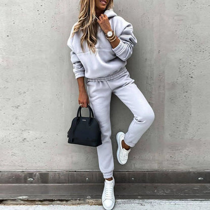 Women‘S Hooded Sweatshirt Soild Casual Sport Trouser Suit 2021 Autumn Winter New Fashion Long Sleeved Sports Suit Ladies Clothes