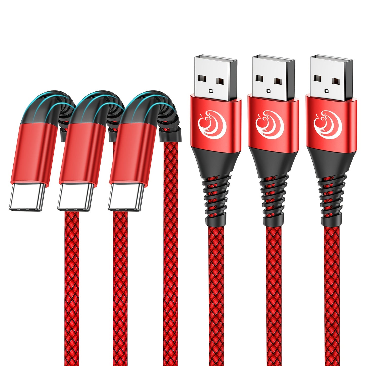 Mobile  3pcs Of Type-C Charging Cables, 6ft/1.8m Fast Charging 3A Fast Charging Cable, Nylon Braided C-type Charging Cable