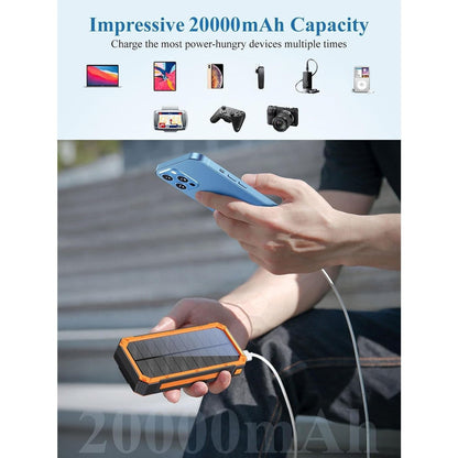 Mobile  Solar Power Bank 20000 mAh, PD20W Solar portable Charger with Output USB  Smartphones, Tablets and more.