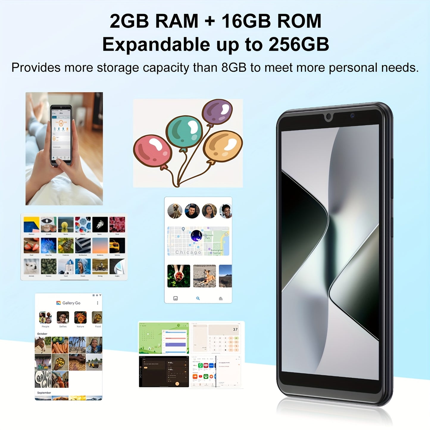 Mobile XGODY New Unlocked Phone S24 3G 2G LTE 5.5 Inch Smartphone, Android 9.0 Dual SIM Cheap Unlocked Phone, 2GB+16GB, 5MP+5MP Dual Camera,