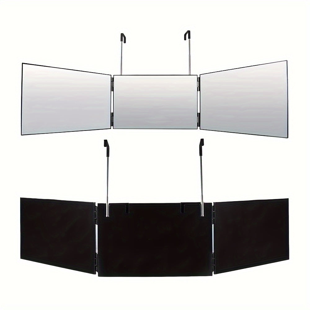 Bathroom  3 Way Mirror Hair Cutting Tri-fold Makeup Mirror Self Haircut Mirror Adjustable Hanger