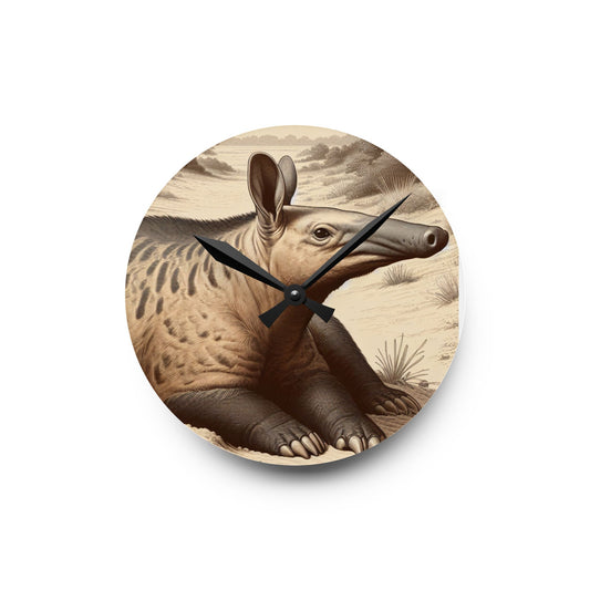 Nature-Inspired Decor & Wearables  Aardvark Acrylic Wall Clock – Quirky Animal Art Spaces