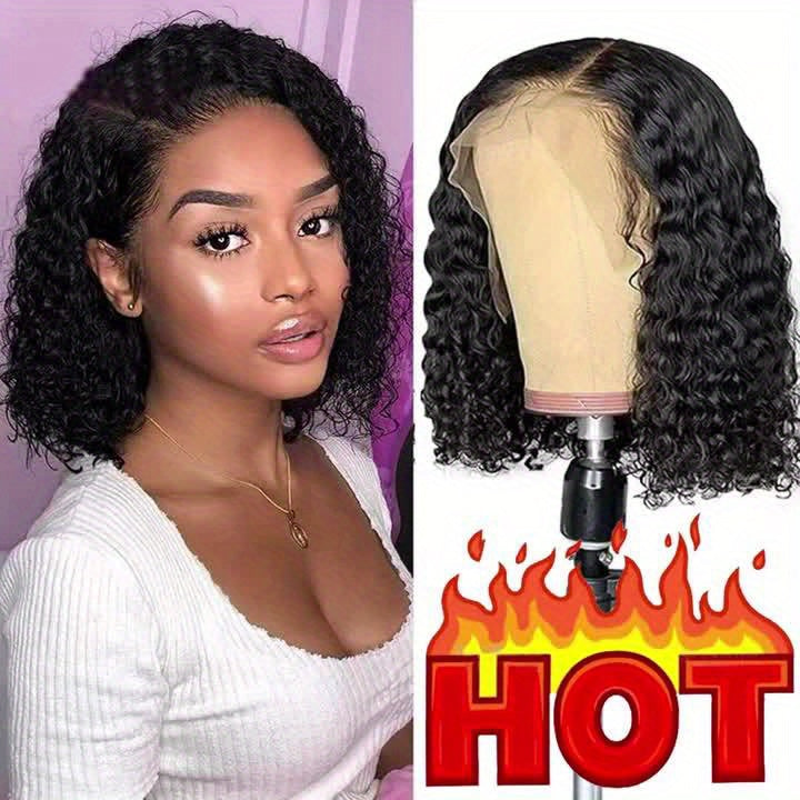 Crown & Glory Wigs   1PCS/2PCS Reusable Short Bob Wigs, Deep Curly Lace Front Wigs, Short Bob Wigs Deep Rose Net Wigs 14 Inches Short Curly Bob Wig High Temperature Wire Glueless Machine Made Wigs, Wave Rose Net Wigs Short Curly Bob Wig Glueless