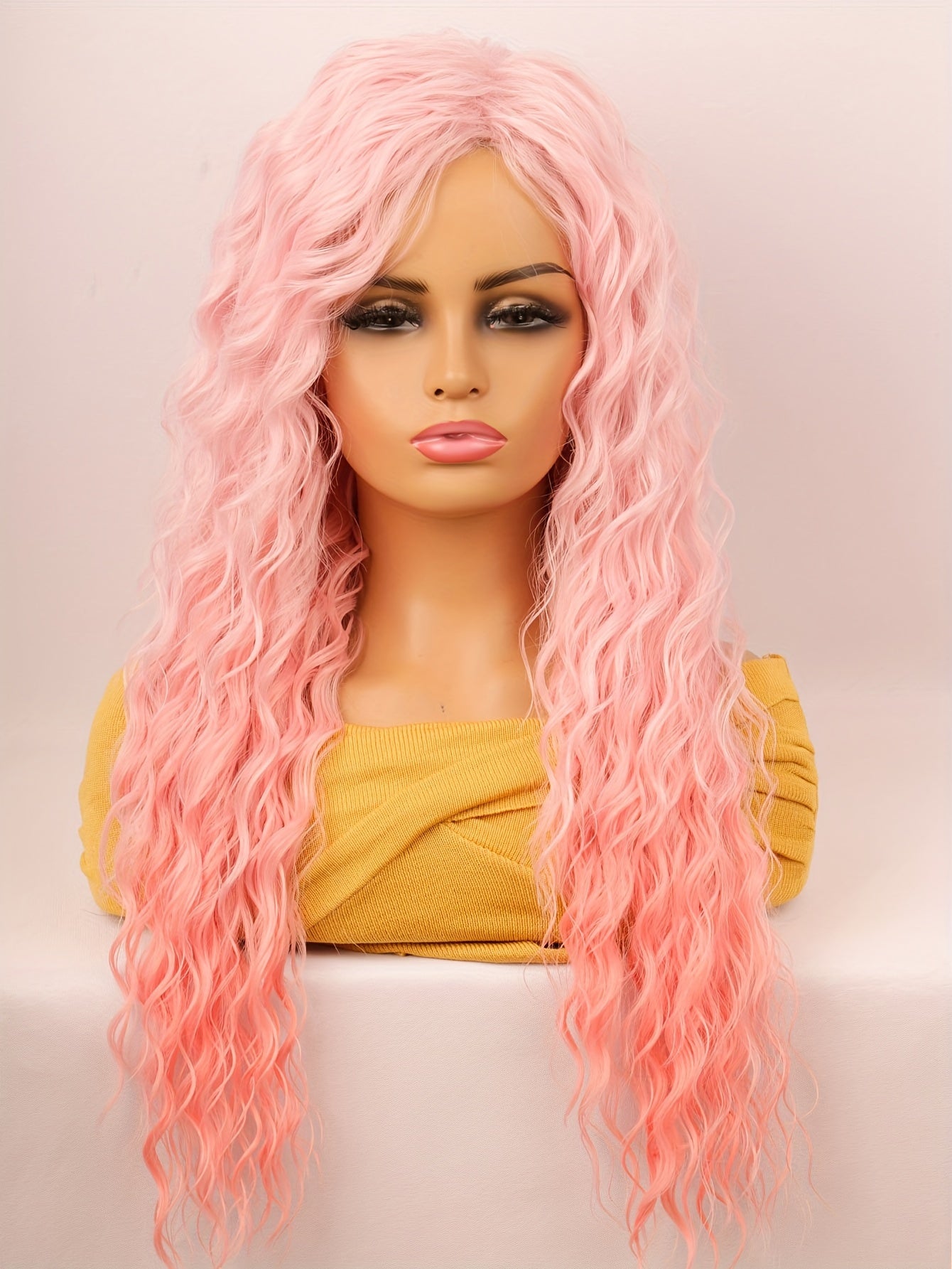 Crown & Glory Wigs   UFINE Elegant Water Wave Wigs for Women - High-Temperature Fiber, Rose Net Cap, 150% Density, Versatile Synthetic Hairpiece for Daily Wear, Halloween, Cosplay - 28-inch Long Curly Middle Part Wig