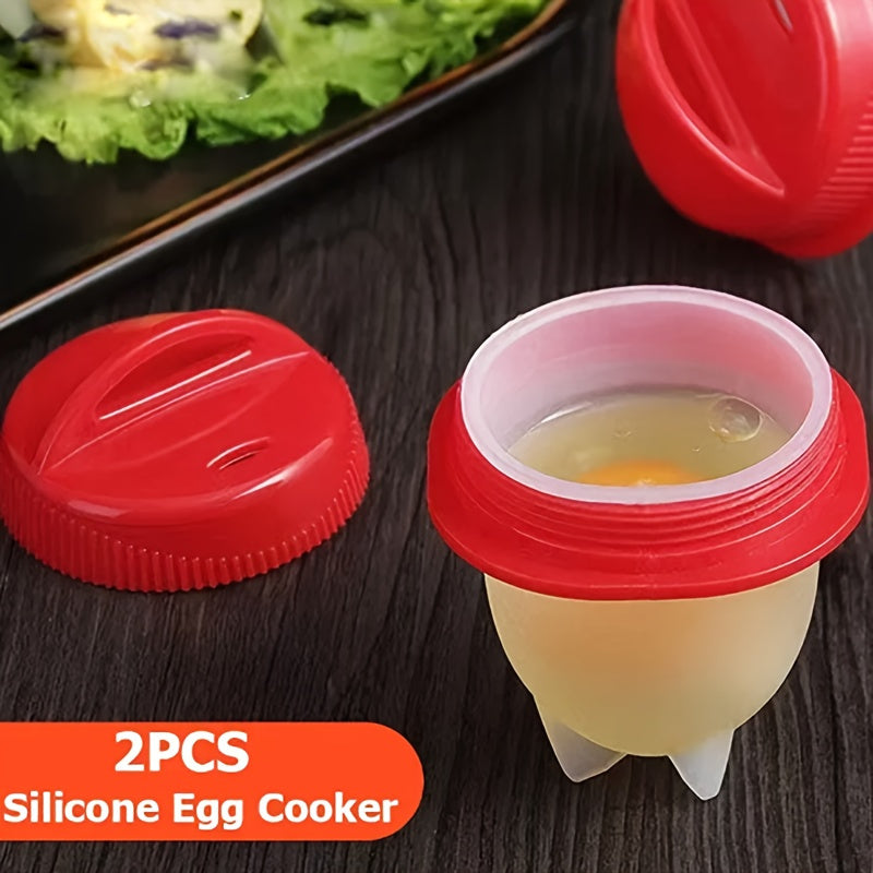 Kitchen   2-Pack Egg Poachers Multi-ply Non-Stick Silicone Egg Cookers – Easy Boil and Steam Kitchen Gadgets for Perfect Poached Eggs