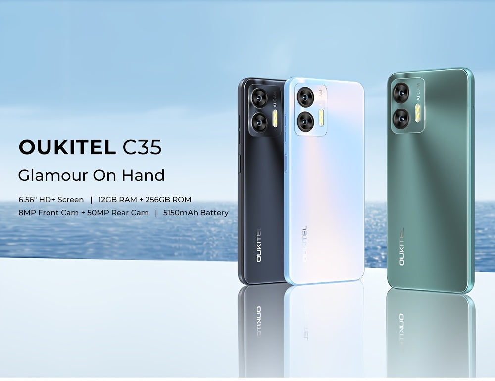 Mobile  OUKITEL C35 Smartphone, Android HD Display, Dual Camera (50MP+8MP), 4G LTE, Fast Charging, Fingerprint Unlock/GPS, Type-C,