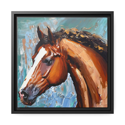 BROWN STALLION PORTRAIT Canvas Wall Art - by Queennoble