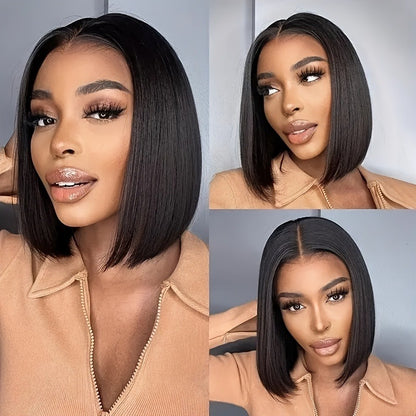 Crown & Glory Wigs Wedding Perfect | Elegant Short Straight Bob Wig with 4x4 Lace Closure - 100% Human Hair, Soft and Comfortable, Ideal for Everyday Style and Special Occasions, Special Occasion Wig | Natural Appearance Wig | Adjustable Fit Wi