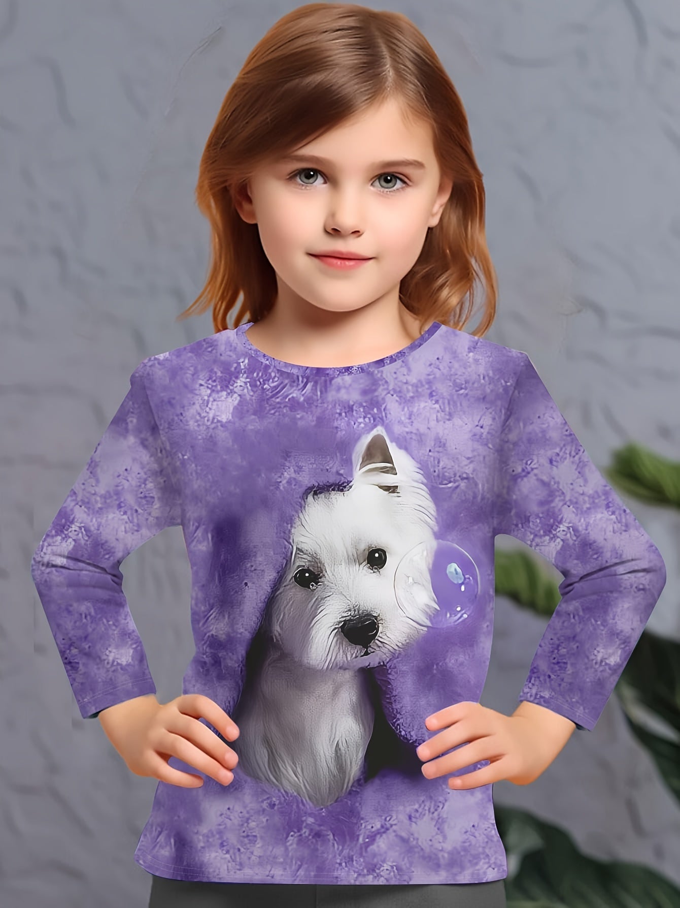 Girl clothing   Cute Pet Dog Print Fashion Long Sleeve T-Shirt