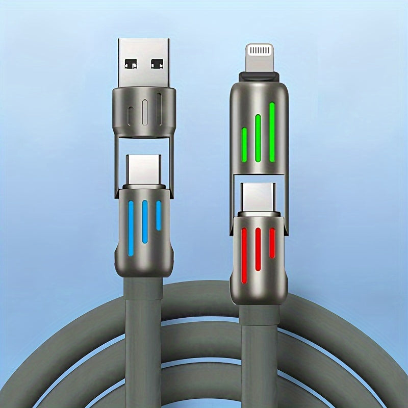 Mobile  Ultra-Fast 100W 4-in-1 USB-C Cable - PD Super Charging, Data Sync, Silicone Material, Multi-Port Charging