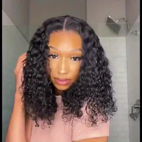 Crown & Glory Wigs  Glue less Wigs Human Hair Pre Plucked Pre Cut Curly Put On And Go None Lace Curly Wig For Women 4x4 HD Lace Closure Wig