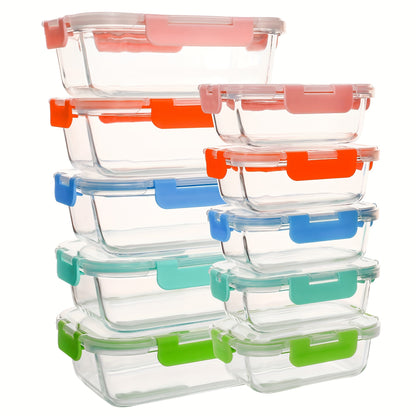 Kitchen  20pcs (10 Containers+10 Lids) Of High Borosilicate Glass Prepared Meal Containers, Food Storage Containers with Airtight And Leak Proof Lids