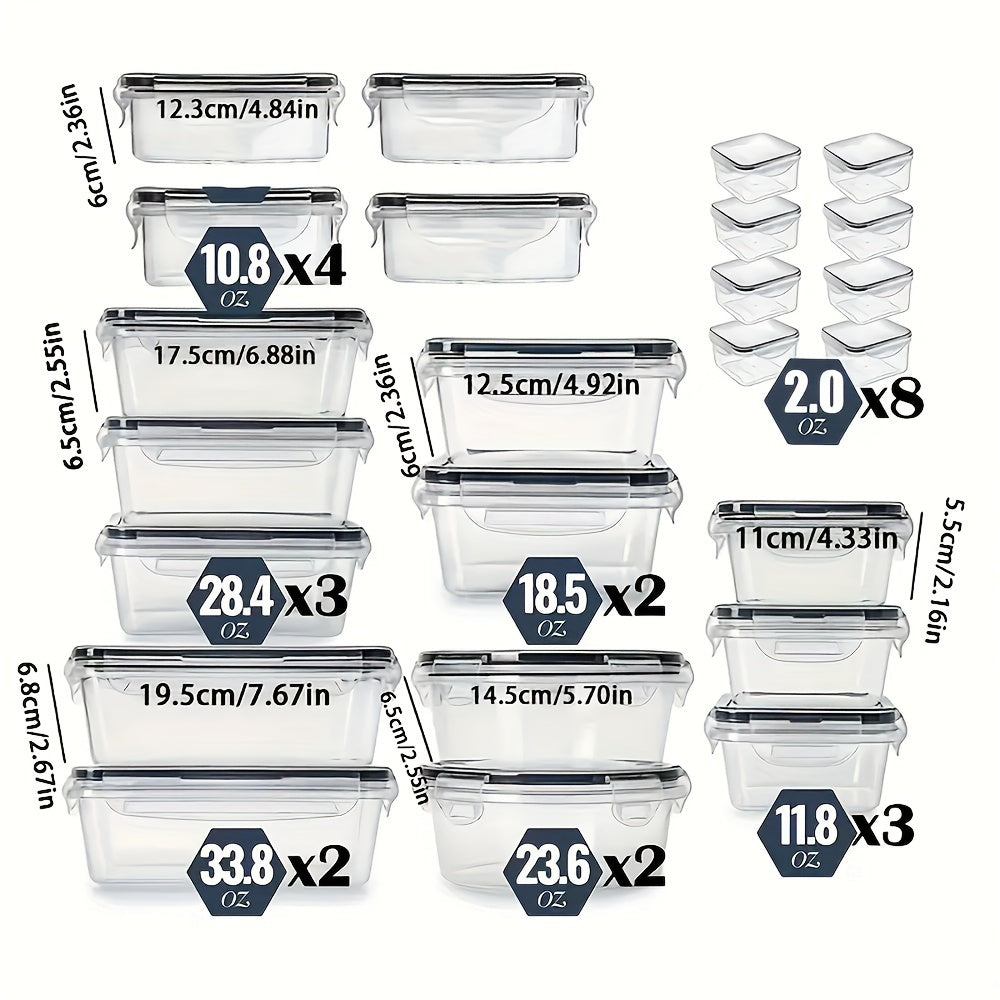 Kitchen  24pcs Transparent Kitchen Storage Container Set - Microwave Safe, Multipurpose Plastic Meal Prep Boxes with Flip-Top Lids + 24 Chalkboard Labels - Ideal for Vegetables, Fruits, Grains & More