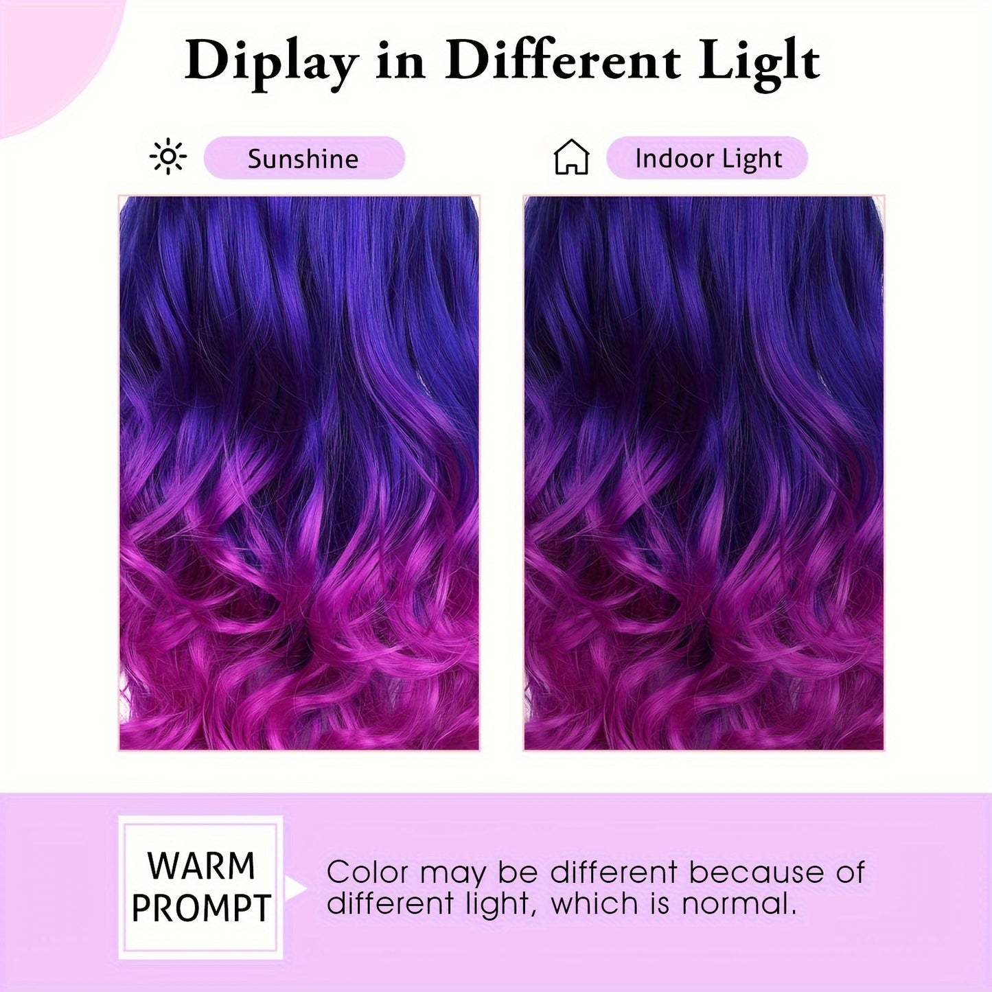 Crown & Glory Wigs  Elegant Ombre Purple Wig for Women - Long, Heat-Resistant Synthetic Hair with Dark Roots, Natural Look Body Wave Style (Black to Blue to Purple), 3 Tone, Colored Wigs, 1B, Elegant Style